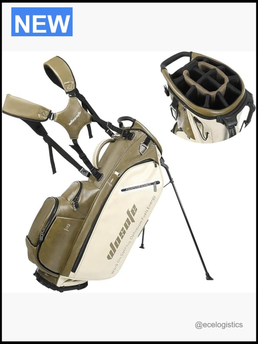 PU Golf Stand Bag 14 Way Top Dividers Dual Straps Lightweight